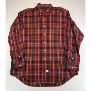 Ralph Lauren Big Shirt Red Tartan Plaid Button Down Mens Large Cotton